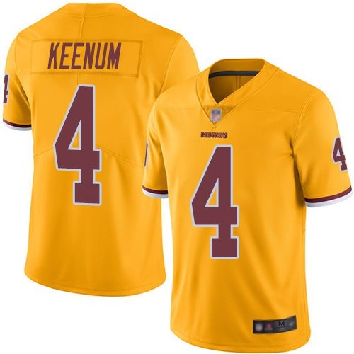 Personalized Redskins 4 Case Keenum Color Rush Gold Limited Jersey