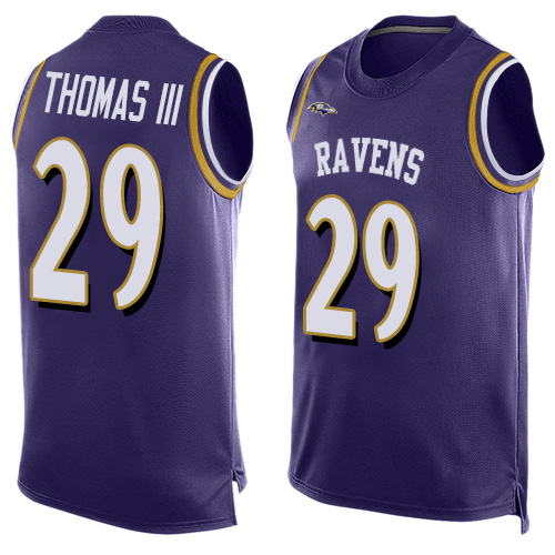 Personalized Ravens #29 Earl Thomas III Purple Team Color Men’s Stitched Football Limited Tank Top Jersey