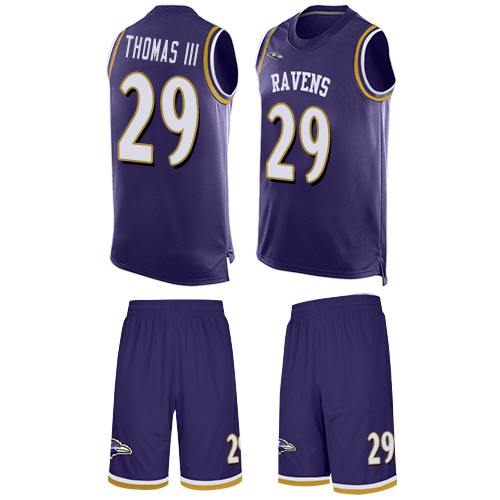 Personalized Ravens #29 Earl Thomas III Purple Team Color Men’s Stitched Football Limited Tank Top Suit Jersey