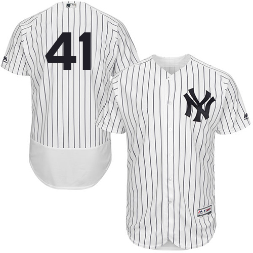 Personalized Yankees #41 Miguel Andujar White Strip Flexbase Authentic Collection Stitched Baseball Jersey