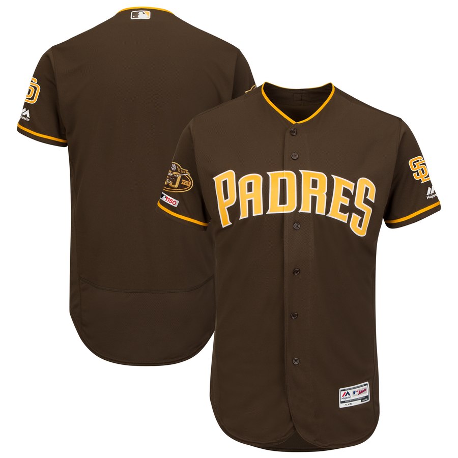 Personalized Padres Blank Brown 50th Anniversary And 150th Patch FlexBase Jersey