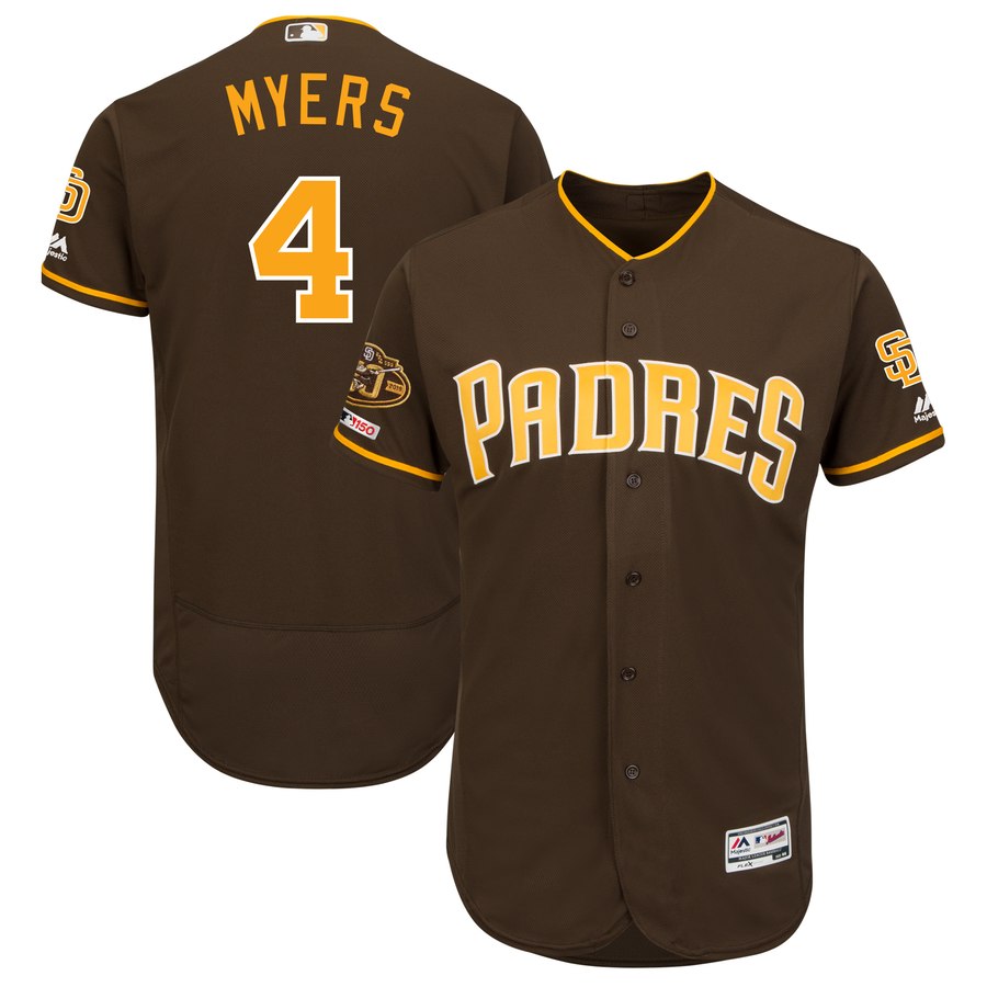 Personalized Padres 4 Wil Meyers Brown 50th Anniversary And 150th Patch FlexBase Jersey
