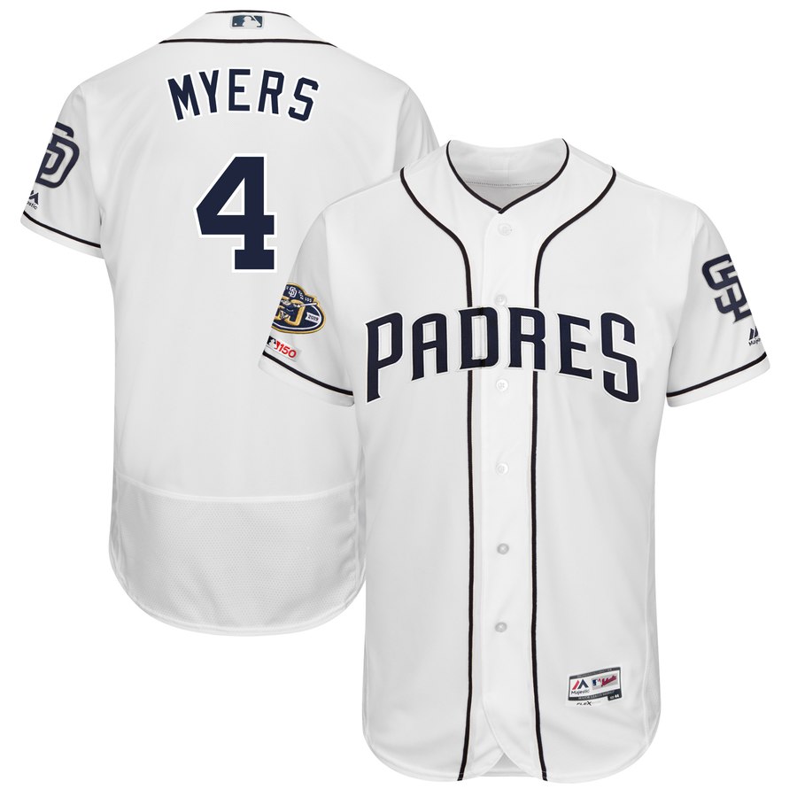 Personalized Padres 4 Wil Meyers White 50th Anniversary And 150th Patch FlexBase Jersey