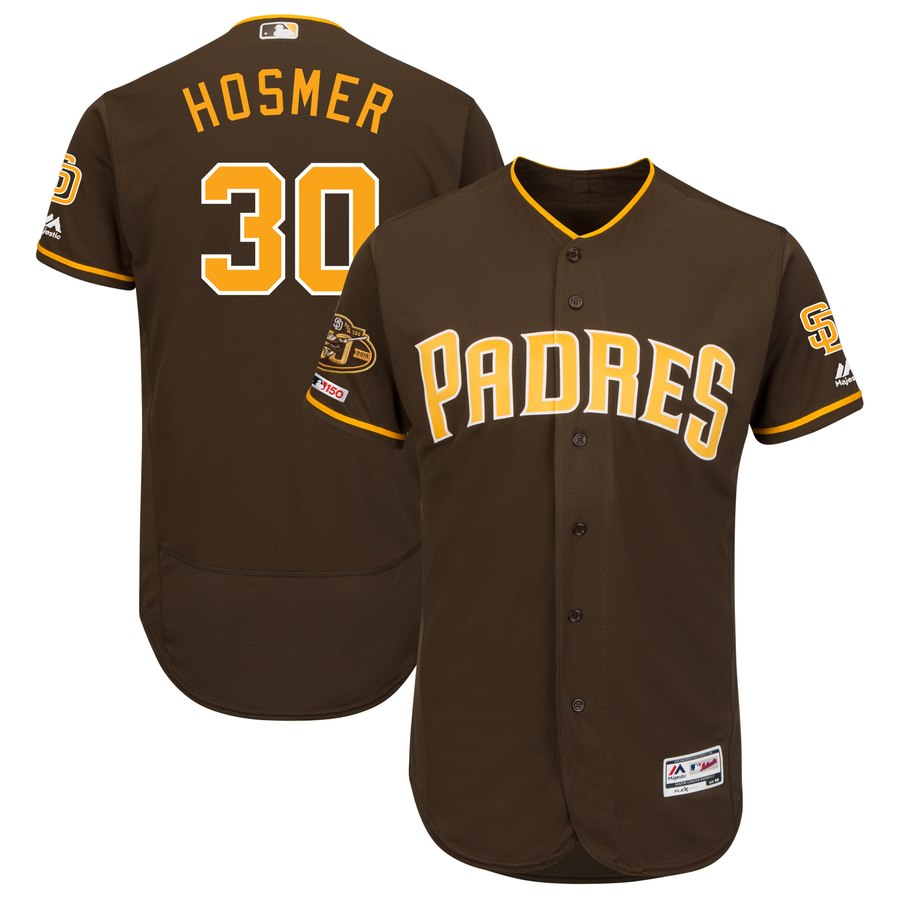 Personalized Padres 30 Eric Hosmer Brown 50th Anniversary And 150th Patch FlexBase Jersey