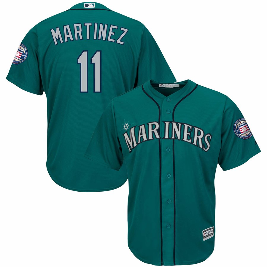 Personalized Mariners 11 Edgar Martinez Green 2019 Hall Of Fame Induction Patch Cool Base Jersey