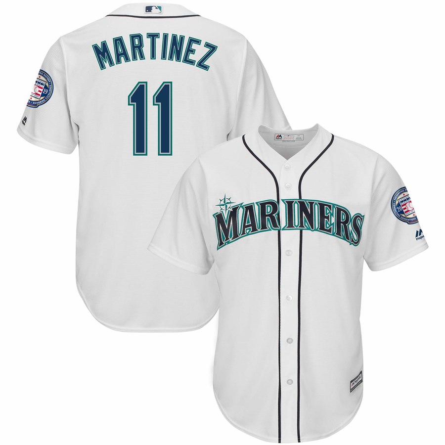 Personalized Mariners 11 Edgar Martinez White 2019 Hall Of Fame Induction Patch Cool Base Jersey