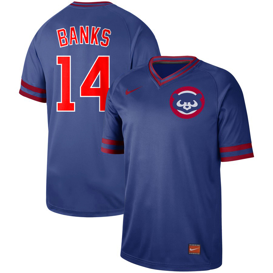 Personalized Cubs 14 Ernie Banks Blue Throwback Jersey