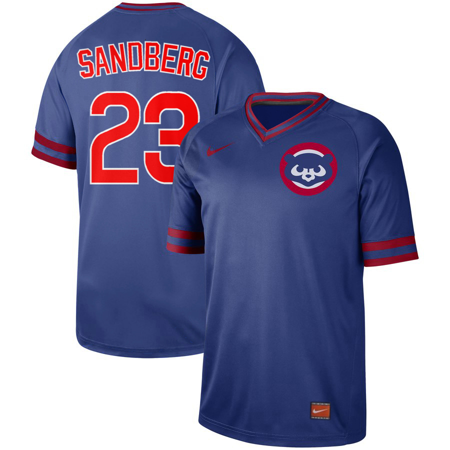 Personalized Cubs 23 Ryne Sandberg Blue Throwback Jersey