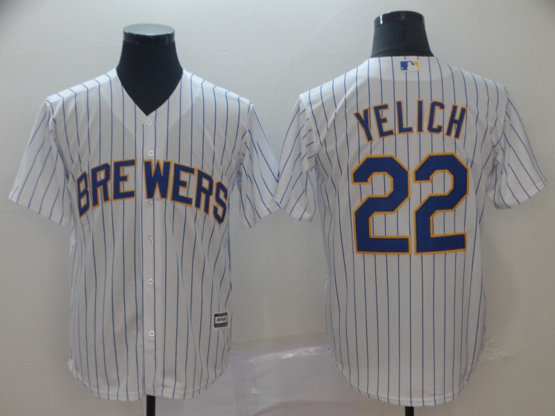 Personalized Brewers 22 Christian Yelich White Cool Base Jersey