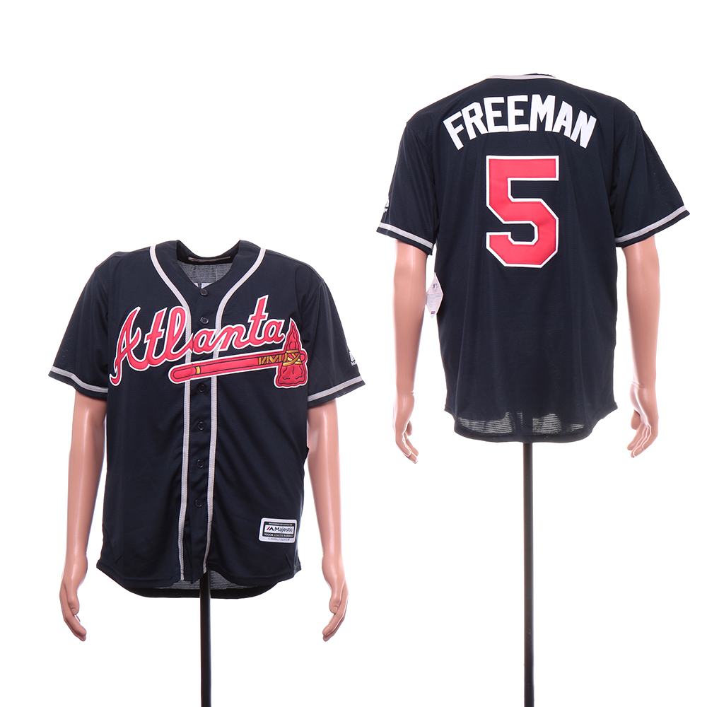 Personalized Braves 5 Freddie Freeman Navy Cool Base Jersey
