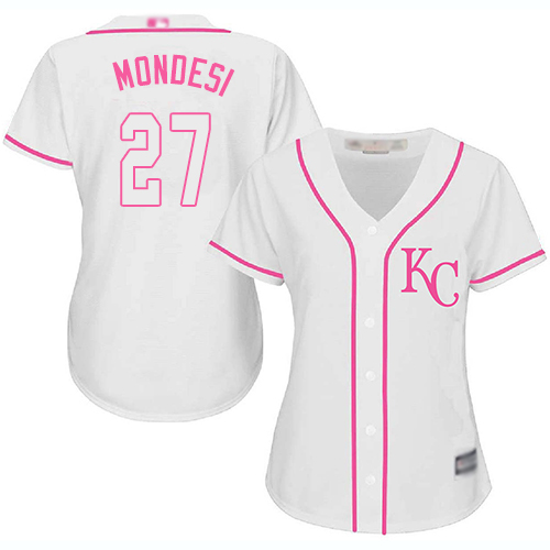 Personalized Royals #27 Raul Mondesi White Pink Fashion Women’s Stitched Baseball Jersey