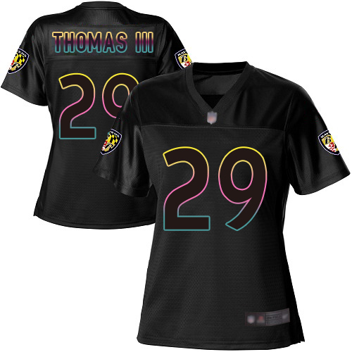 Personalized Ravens #29 Earl Thomas III Black Women’s Football Fashion Game Jersey