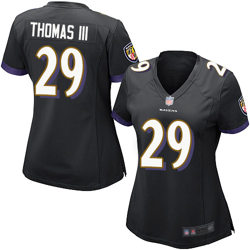 Personalized Ravens #29 Earl Thomas III Black Alternate Women’s Stitched Football New Elite Jersey