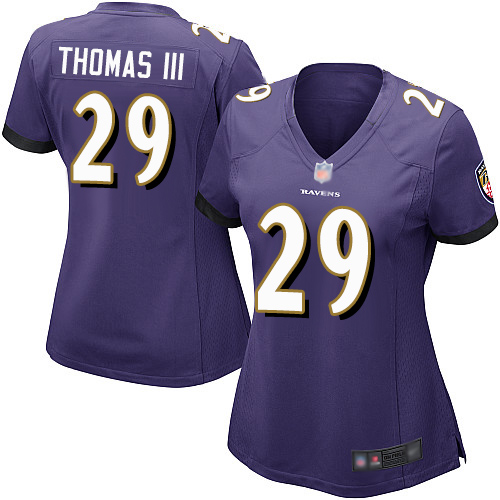 Personalized Ravens #29 Earl Thomas III Purple Team Color Women’s Stitched Football New Elite Jersey