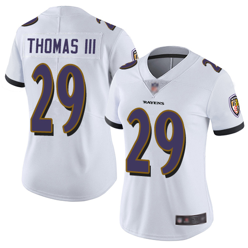Personalized Ravens #29 Earl Thomas III White Women’s Stitched Football Untouchable Limited Jersey
