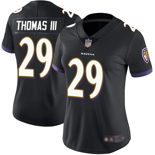 Personalized Ravens #29 Earl Thomas III Black Alternate Women’s Stitched Football Untouchable Limited Jersey