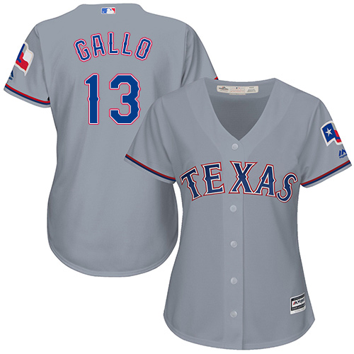 Personalized Rangers #13 Joey Gallo Grey Road Women’s Stitched Baseball Jersey