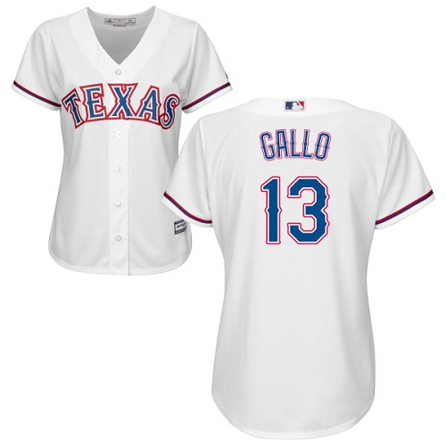 Personalized Rangers #13 Joey Gallo White Home Women’s Stitched Baseball Jersey