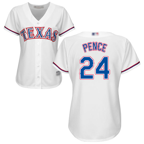 Personalized Rangers #24 Hunter Pence White Home Women’s Stitched Baseball Jersey