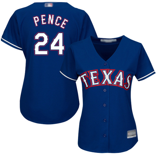 Personalized Rangers #24 Hunter Pence Blue Alternate Women’s Stitched Baseball Jersey