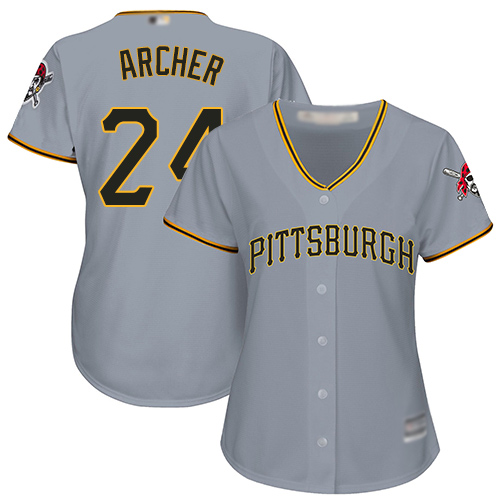 Personalized Pirates #24 Chris Archer Grey Road Women’s Stitched Baseball Jersey