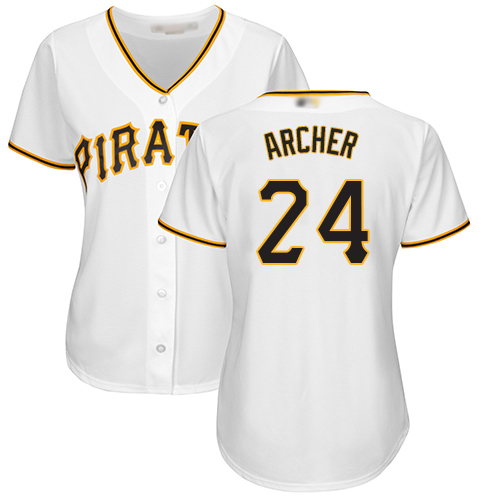 Personalized Pirates #24 Chris Archer White Home Women’s Stitched Baseball Jersey