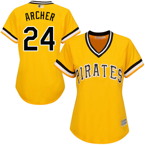 Personalized Pirates #24 Chris Archer Gold Alternate Women’s Stitched Baseball Jersey