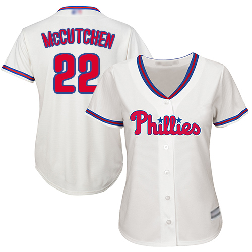 Personalized Phillies #22 Andrew McCutchen Cream Alternate Women’s Stitched Baseball Jersey