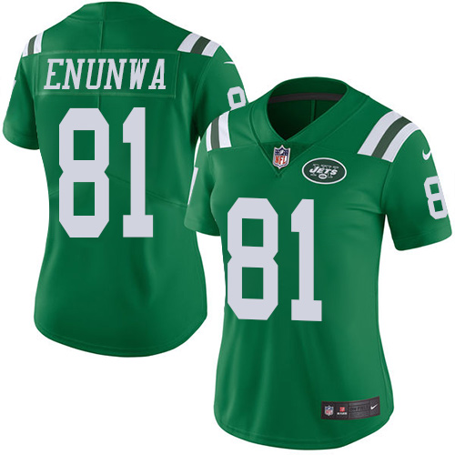 Personalized Jets #81 Quincy Enunwa Green Women’s Stitched Football Limited Rush Jersey