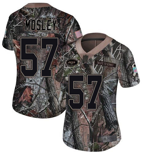 Personalized Jets #57 C.J. Mosley Camo Women’s Stitched Football Limited Rush Realtree Jersey