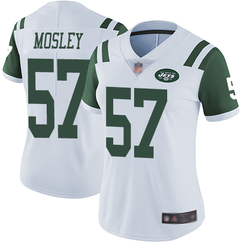 Personalized Jets #57 C.J. Mosley White Women’s Stitched Football Untouchable Limited Jersey