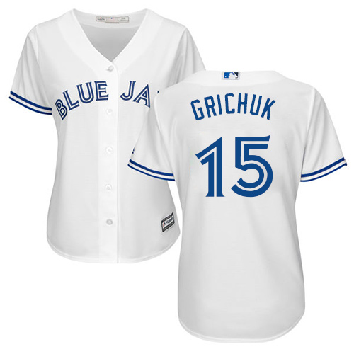 Personalized Blue Jays #15 Randal Grichuk White Home Women’s Stitched Baseball Jersey