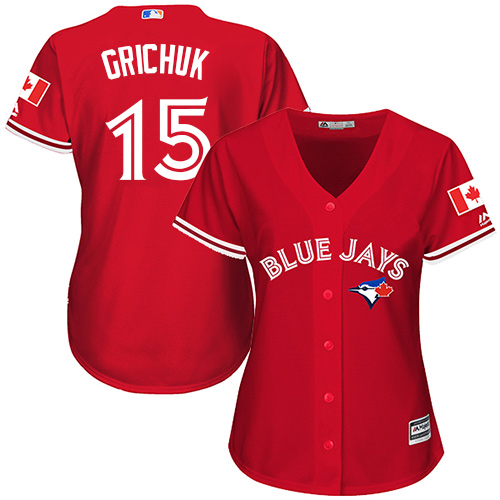 Personalized Blue Jays #15 Randal Grichuk Red Canada Day Women’s Stitched Baseball Jersey
