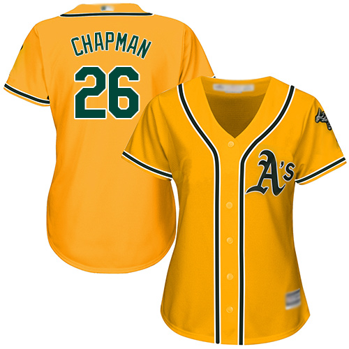 Personalized Athletics #26 Matt Chapman Gold Alternate Women’s Stitched Baseball Jersey
