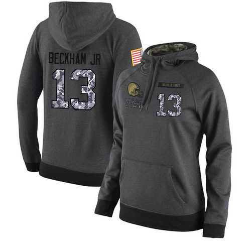 Personalized Football Women’s Cleveland Browns #13 Odell Beckham Jr Stitched Black Anthracite Salute to Service Player Performance