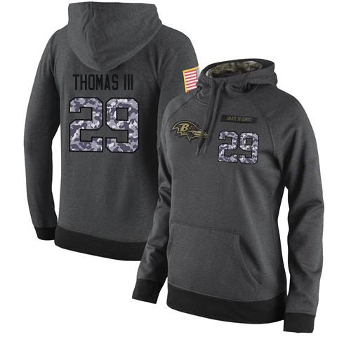 Personalized Football Women’s Baltimore Ravens #29 Earl Thomas III Stitched Black Anthracite Salute to Service Player Performance
