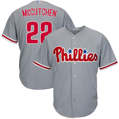 Personalized Phillies #22 Andrew McCutchen Grey Cool Base Stitched Youth Baseball Jersey