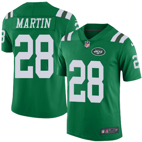 Personalized Jets #28 Curtis Martin Green Youth Stitched Football Limited Rush Jersey