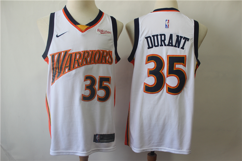 Personalized Warriors 35 Kevin Durant White Swingman Jersey