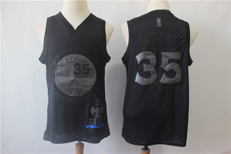 Personalized Warriors 35 Kevin Durant Black Swingman MVP Jersey