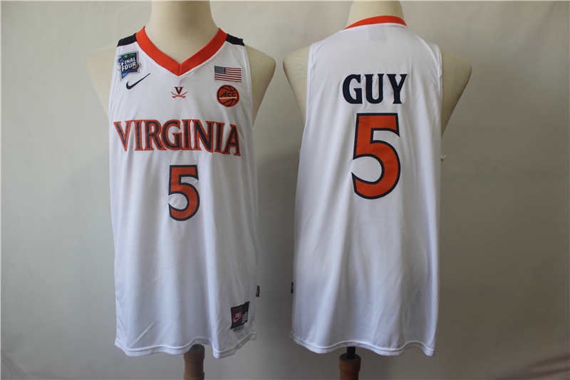 Personalized Virginia Cavaliers 5 Kyle Guy White College Basketball Jersey