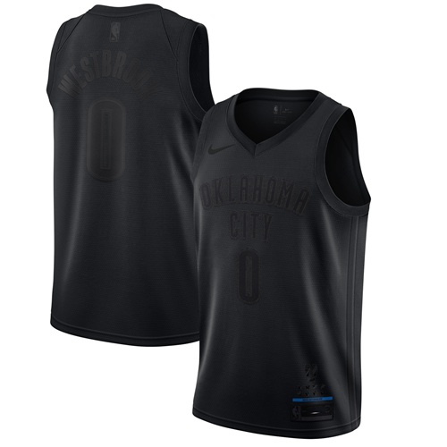 Personalized Thunder #0 Russell Westbrook Black Basketball MVP Swingman Jersey