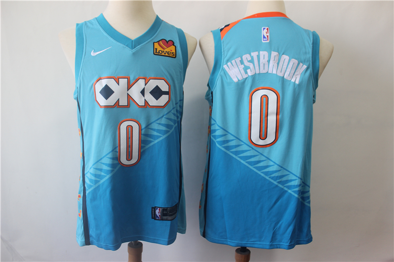 Personalized Thunder 0 Russell Westbrook Turquoise City Edition Swingman Jersey