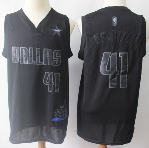 Personalized Mavericks #41 Dirk Nowitzki Black Basketball MVP Swingman Jersey