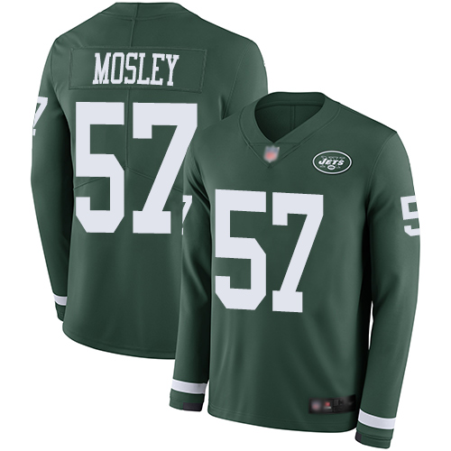 Personalized Jets #57 C.J. Mosley Green Team Color Men’s Stitched Football Limited Therma Long Sleeve Jersey