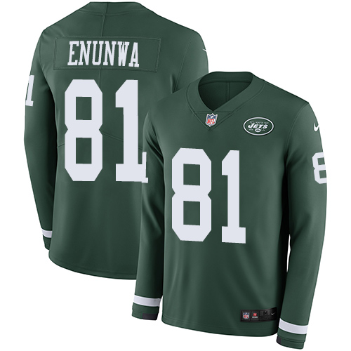 Personalized Jets #81 Quincy Enunwa Green Team Color Men’s Stitched Football Limited Therma Long Sleeve Jersey