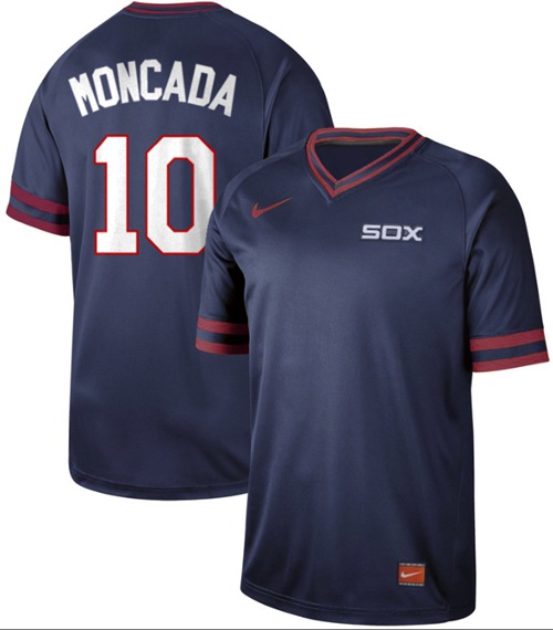 Personalized White Sox #10 Yoan Moncada Navy Authentic Cooperstown Collection Stitched Baseball Jerseys