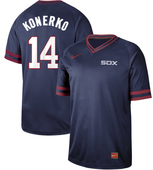 Personalized White Sox #14 Paul Konerko Navy Authentic Cooperstown Collection Stitched Baseball Jerseys