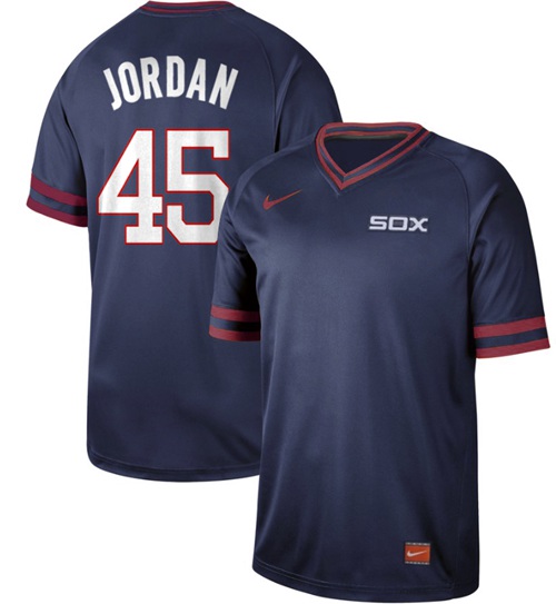 Personalized White Sox #45 Michael Jordan Navy Authentic Cooperstown Collection Stitched Baseball Jerseys