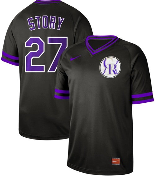 Personalized Rockies #27 Trevor Story Black Authentic Cooperstown Collection Stitched Baseball Jersey